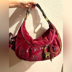Vintage Juicy Couture handbag with Velour and stitched details, leather handle